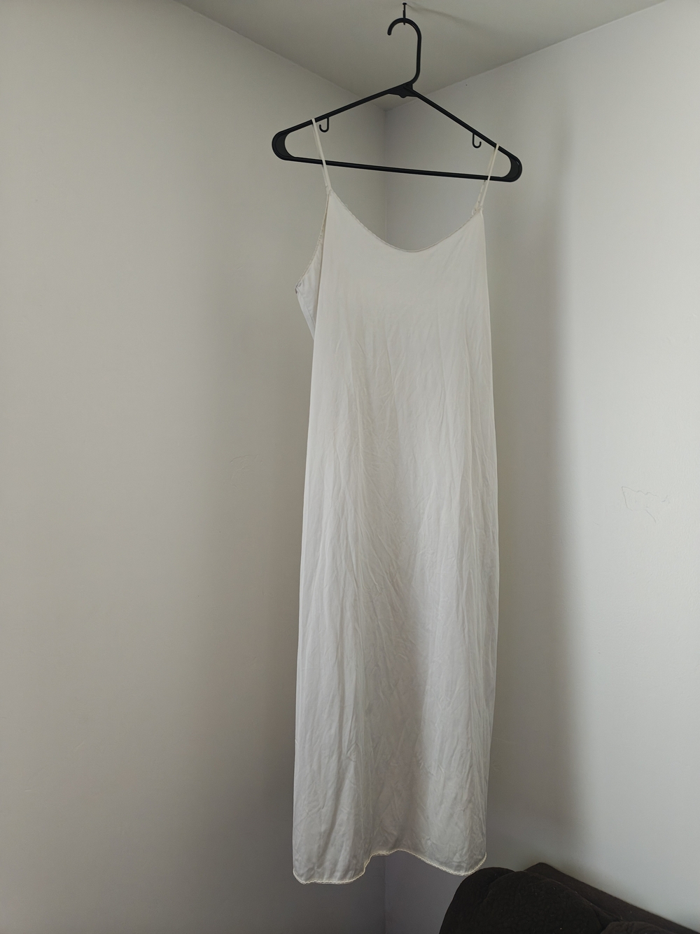Vanity Fair White Slip Maxi Dress with Spaghetti Straps